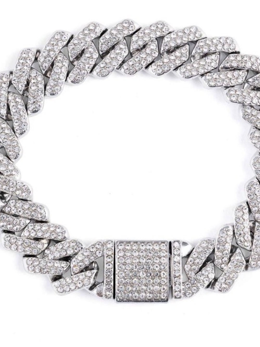 Invicta Elements 200 mm Men's Ultra Iced Out Cuban Silver Bracelet, NWT 80818